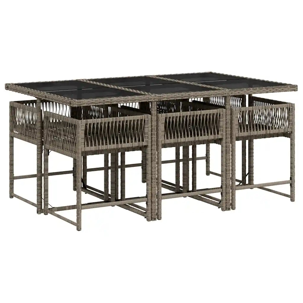 Set mobilier de grădină cu perne, 7 piese, gri, poliratan