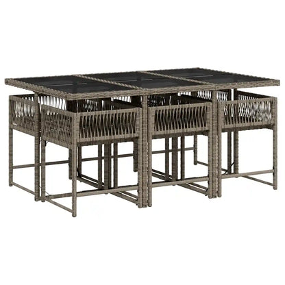 Set mobilier de grădină cu perne, 7 piese, gri, poliratan