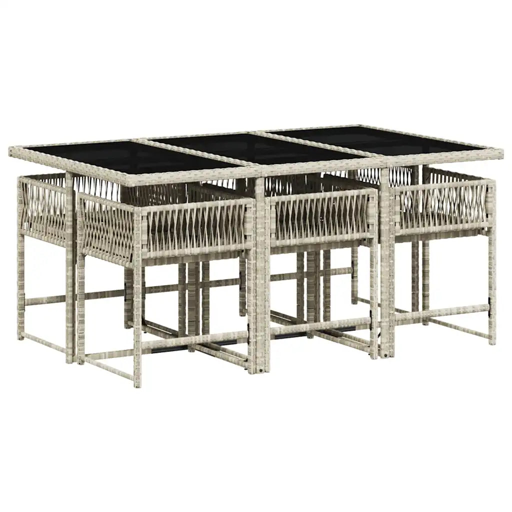 Set mobilier de grădină cu perne, 7 piese gri deschis poliratan