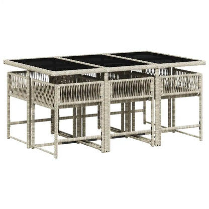 Set mobilier de grădină cu perne, 7 piese gri deschis poliratan