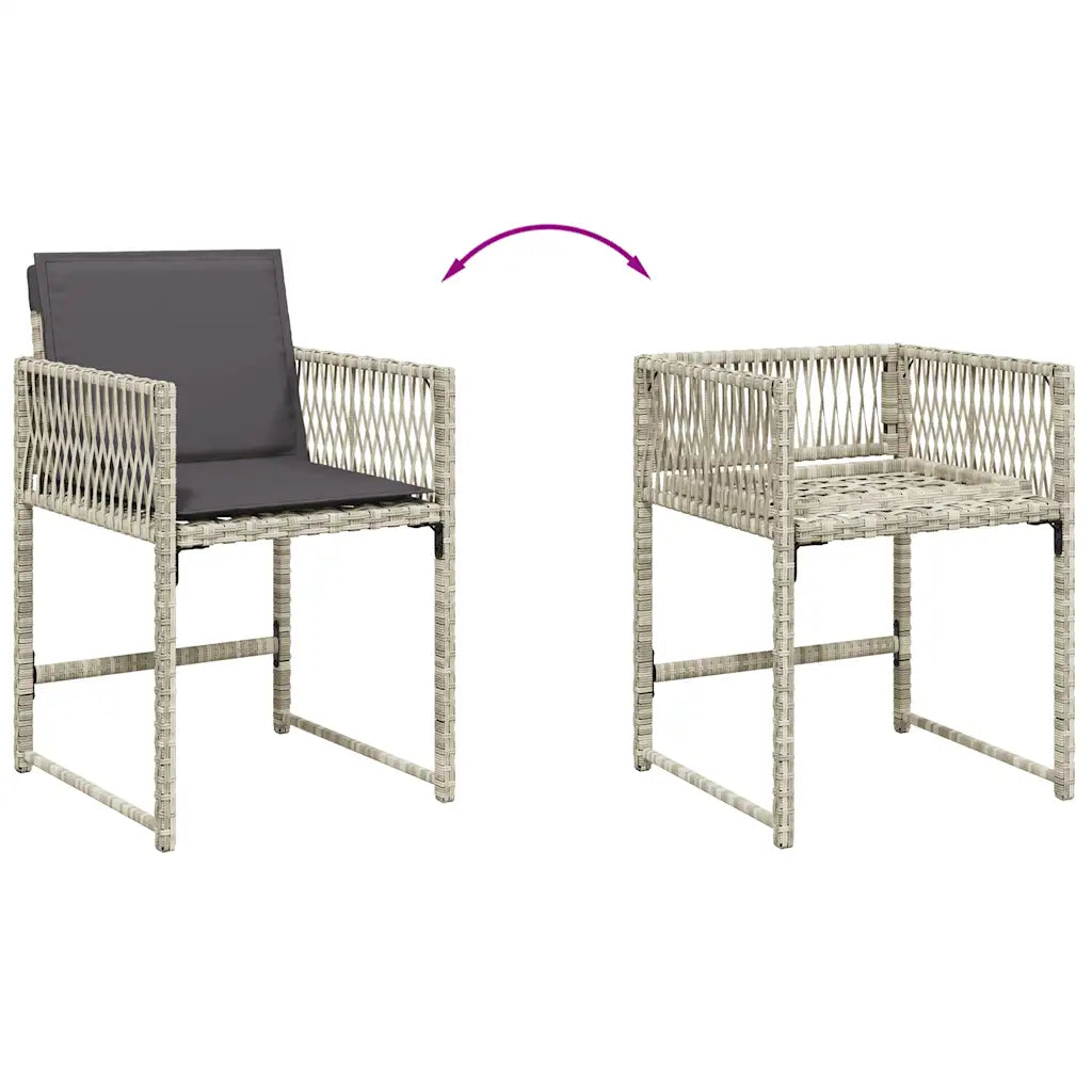 Set mobilier de grădină cu perne, 7 piese gri deschis poliratan