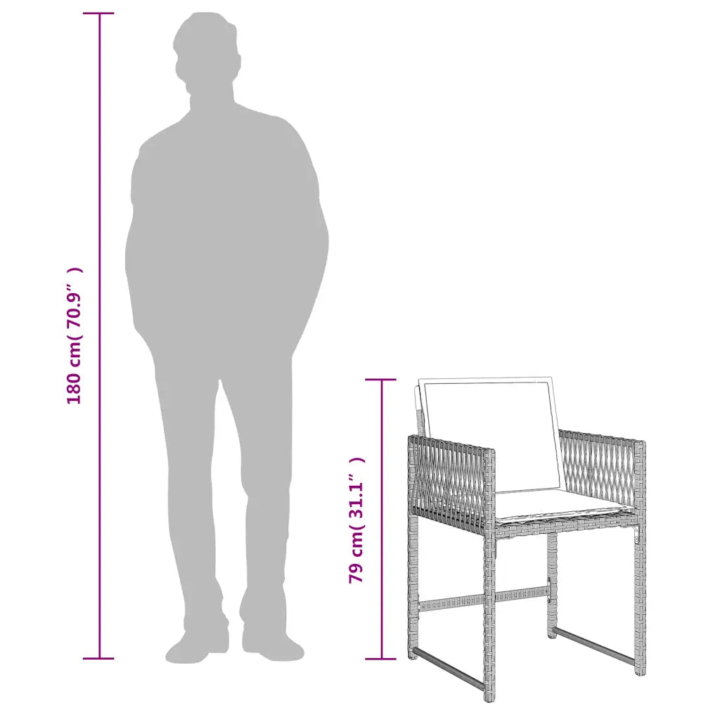 Set mobilier de grădină cu perne, 7 piese gri deschis poliratan