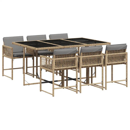 Set mobilier pentru grădină, 7 piese, cu perne, bej, poliratan
