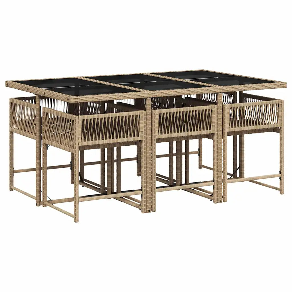 Set mobilier pentru grădină, 7 piese, cu perne, bej, poliratan
