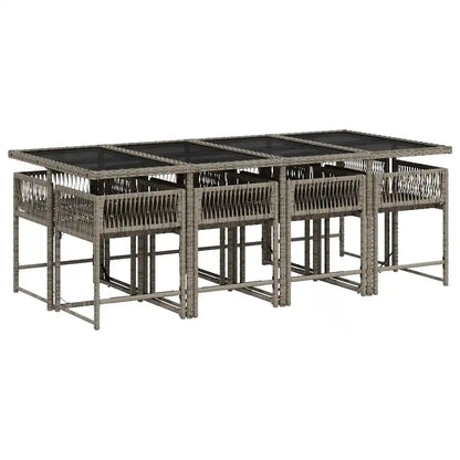 Set mobilier grădină cu perne, 9 piese, gri, poliratan