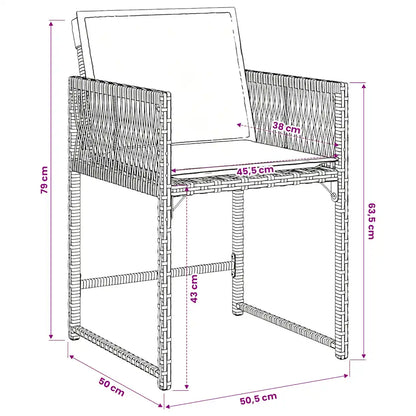 Set mobilier grădină cu perne, 9 piese, gri, poliratan