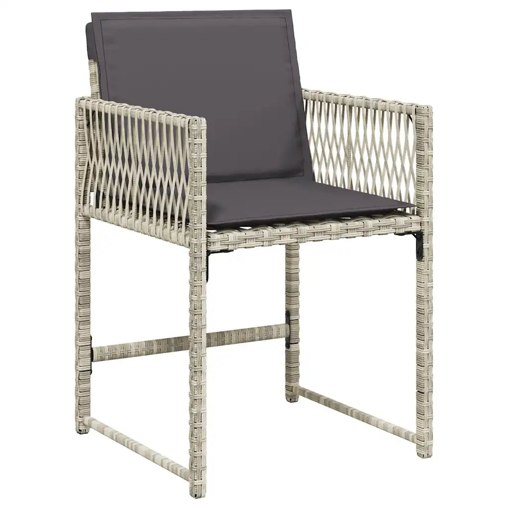 Set mobilier grădină cu perne, 9 piese, gri deschis, poliratan
