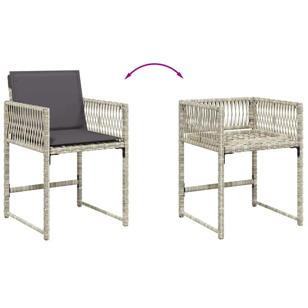 Set mobilier grădină cu perne, 9 piese, gri deschis, poliratan
