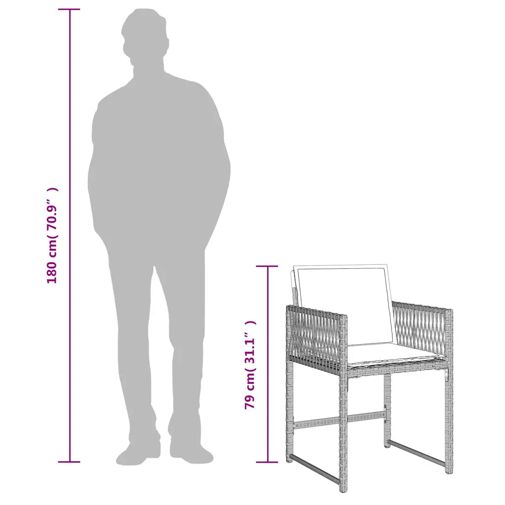 Set mobilier grădină cu perne, 9 piese, gri deschis, poliratan