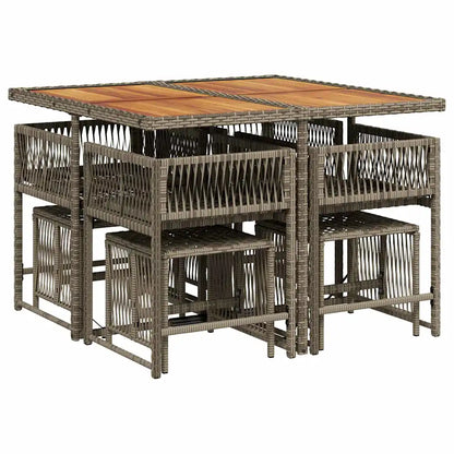 Set mobilier grădină cu perne, 9 piese, gri, poliratan