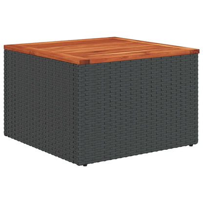 Masă de grădină neagră 55x55x37 cm, poliratan și lemn de salcâm