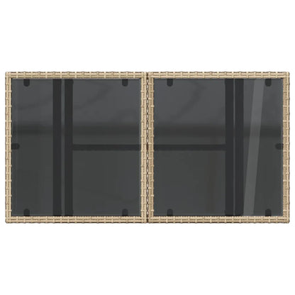 Masă de grădină cu blat din sticlă bej, 100x55x73 cm, poliratan