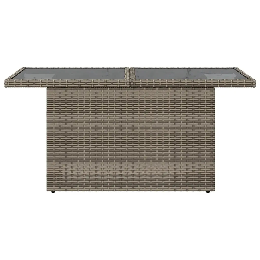 Masă de grădină, blat din sticlă, gri, 100x55x73 cm, poliratan