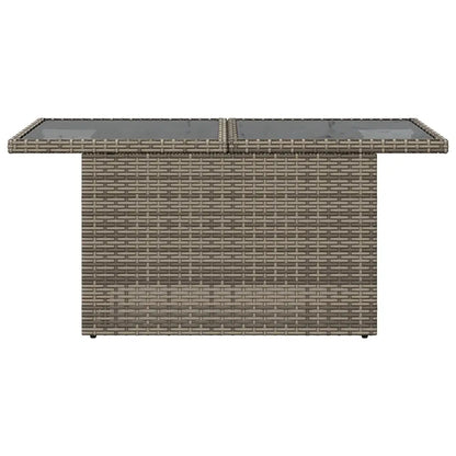 Masă de grădină, blat din sticlă, gri, 100x55x73 cm, poliratan