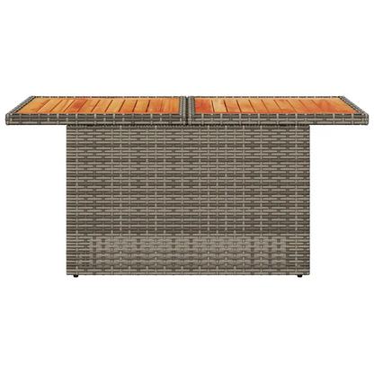 Masă de grădină, gri, 100x55x73 cm, poliratan și lemn de acacia
