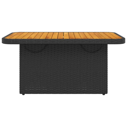 Masă de grădină, negru, 90x55x71 cm, poliratan și lemn acacia