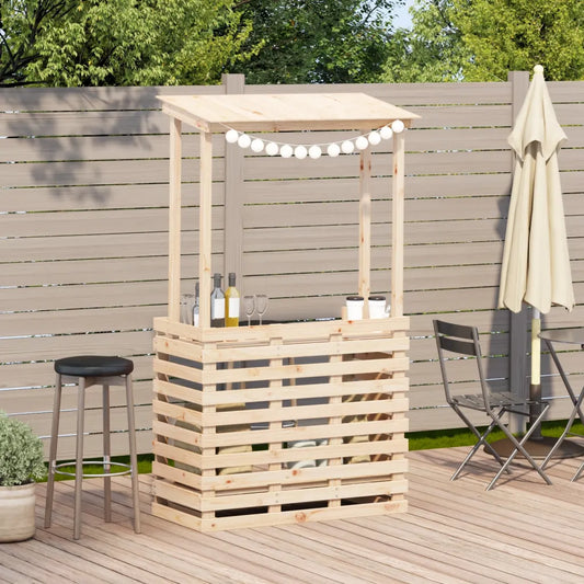 Masă bar de exterior cu acoperiș, 112,5x57x195,5 cm, lemn masiv