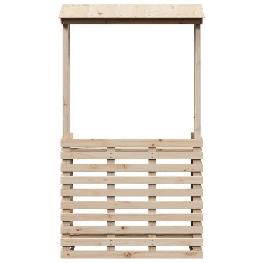 Masă bar de exterior cu acoperiș, 112,5x57x195,5 cm, lemn masiv