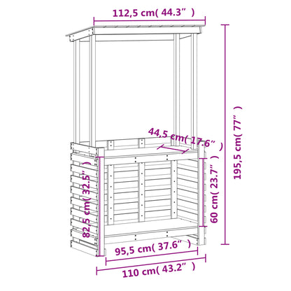 Masă bar de exterior cu acoperiș, 112,5x57x195,5 cm, lemn masiv