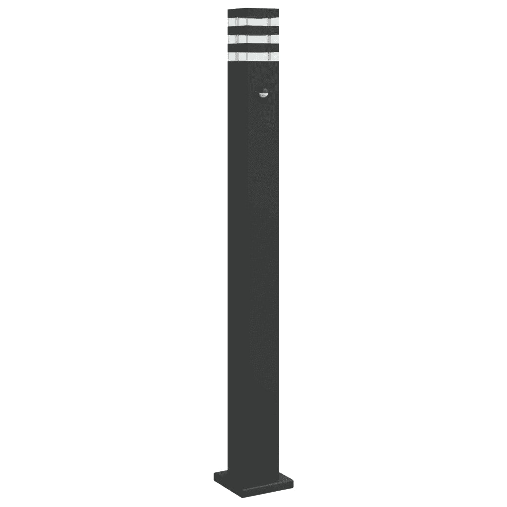 Lampă exterioară de podea cu senzor, negru, 110 cm, aluminiu