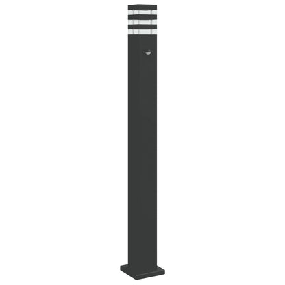 Lampă exterioară de podea cu senzor, negru, 110 cm, aluminiu