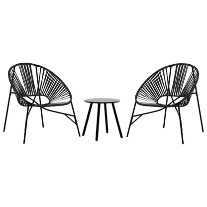 Set scaune de grădină 3 buc Poly Rattan negru
