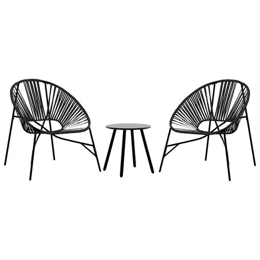 Set scaune de grădină 3 buc Poly Rattan negru