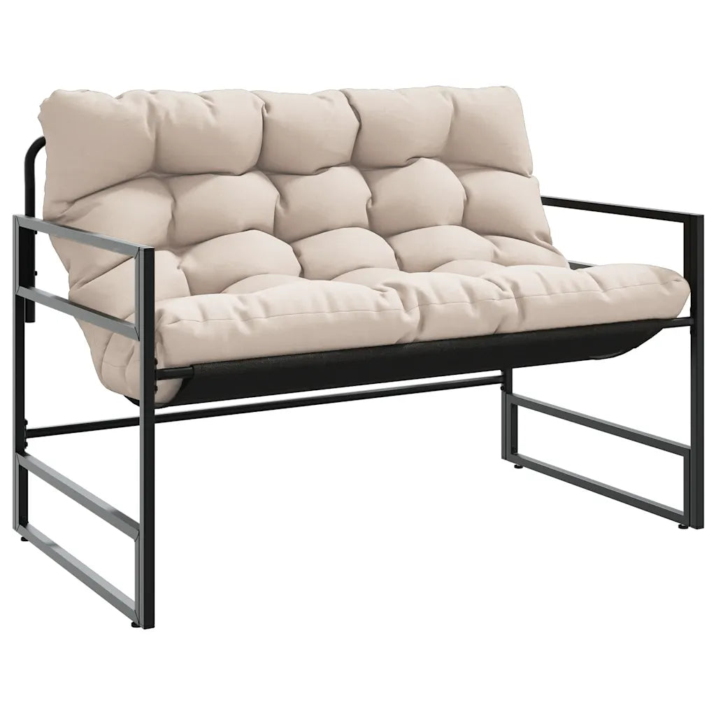 Bancă de grădină cu pernă, taupe, 113 cm, oțel