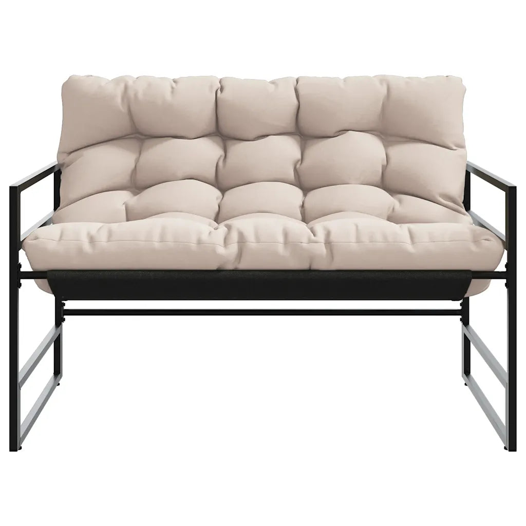 Bancă de grădină cu pernă, taupe, 113 cm, oțel