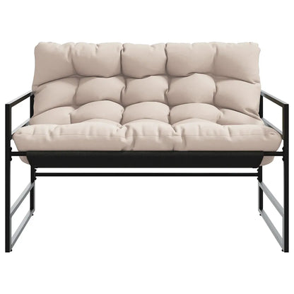 Bancă de grădină cu pernă, taupe, 113 cm, oțel