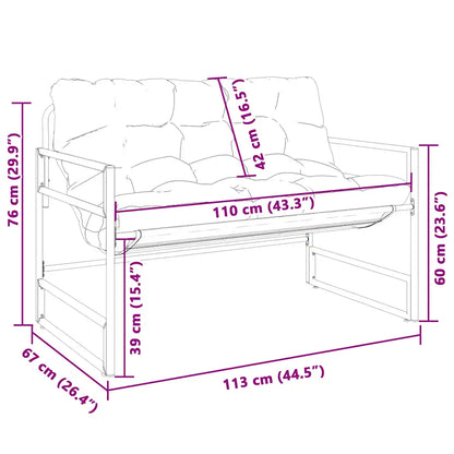 Bancă de grădină cu pernă, taupe, 113 cm, oțel