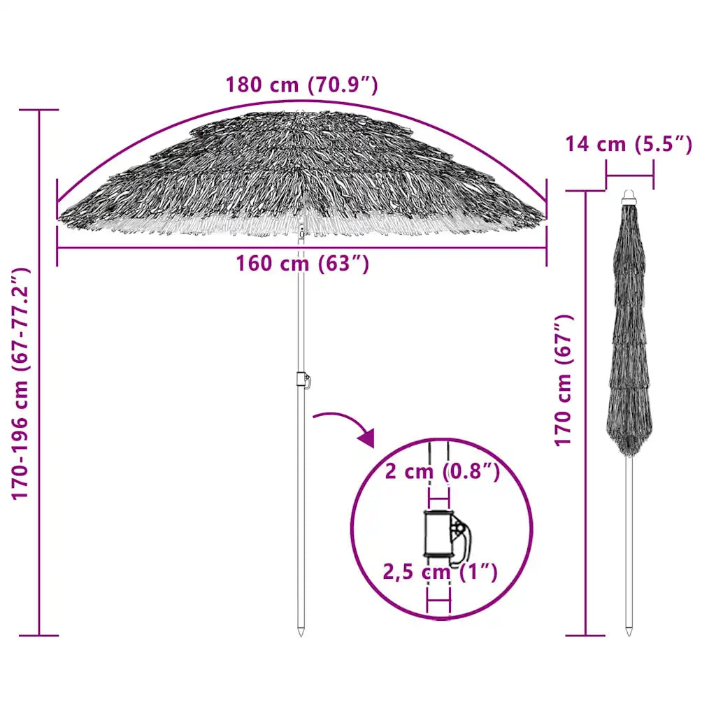 Parasol de Grădină natural 160 x 160 x 196 cm