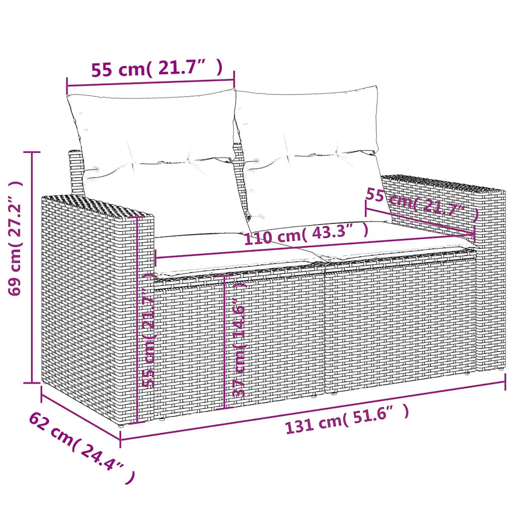 Set mobilier de grădină cu perne, 4 piese, negru, poliratan