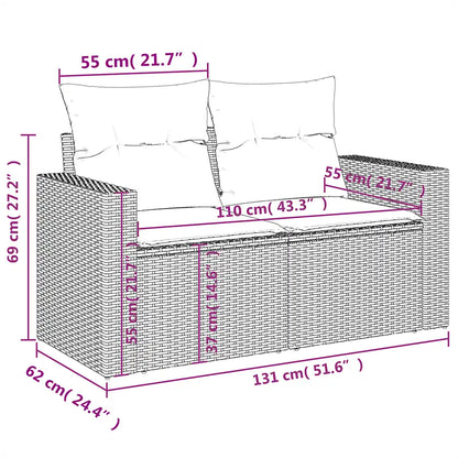 Set mobilier de grădină cu perne, 4 piese, negru, poliratan