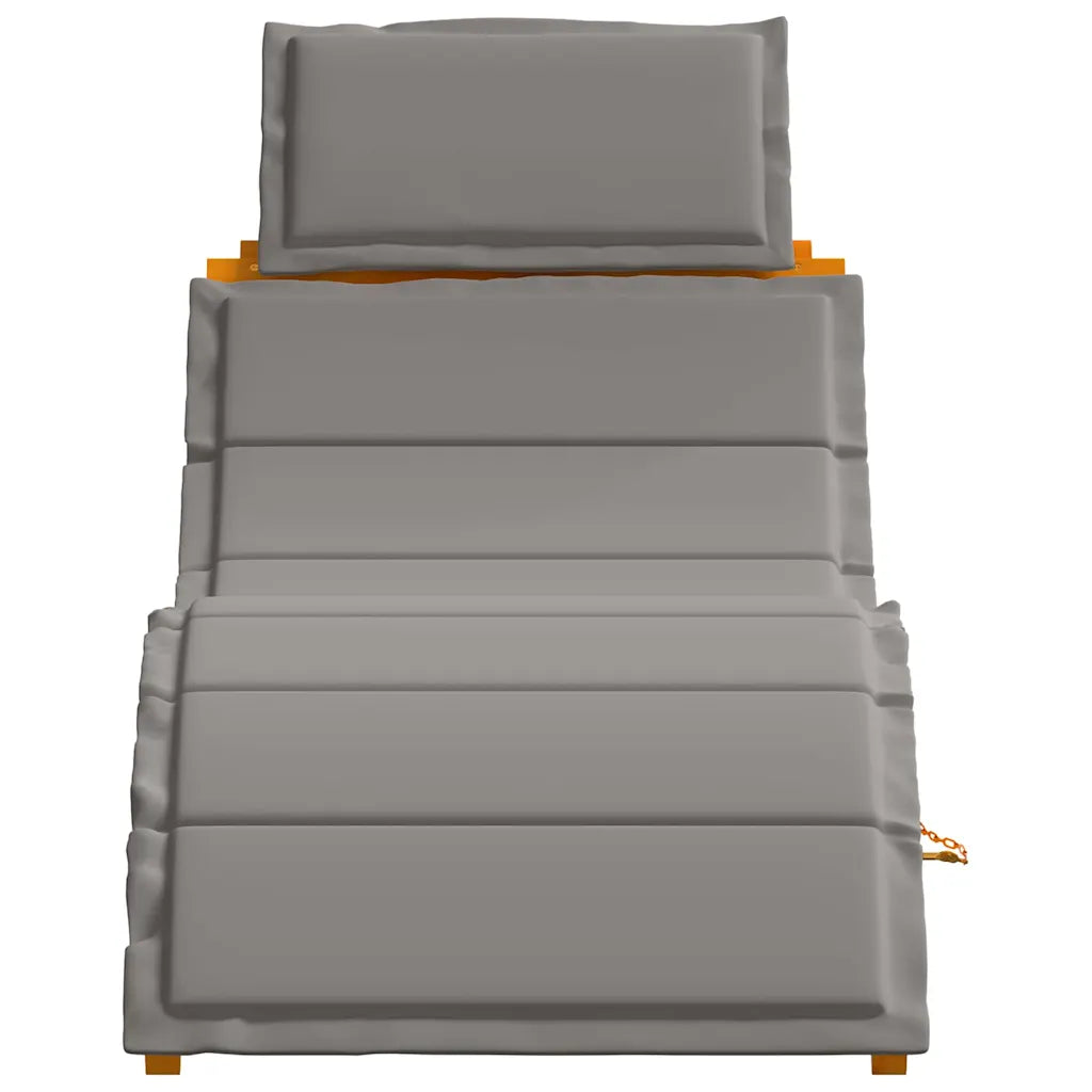 Șezlong cu pernă 2 pcs Gri Lemn Solid de Acacia
