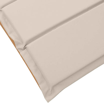 Șezlong cu pernă 2 pcs Alb crem Lemn Solid de Acacia