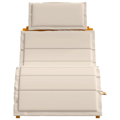 Șezlong cu pernă 2 pcs Alb crem Lemn Solid de Acacia