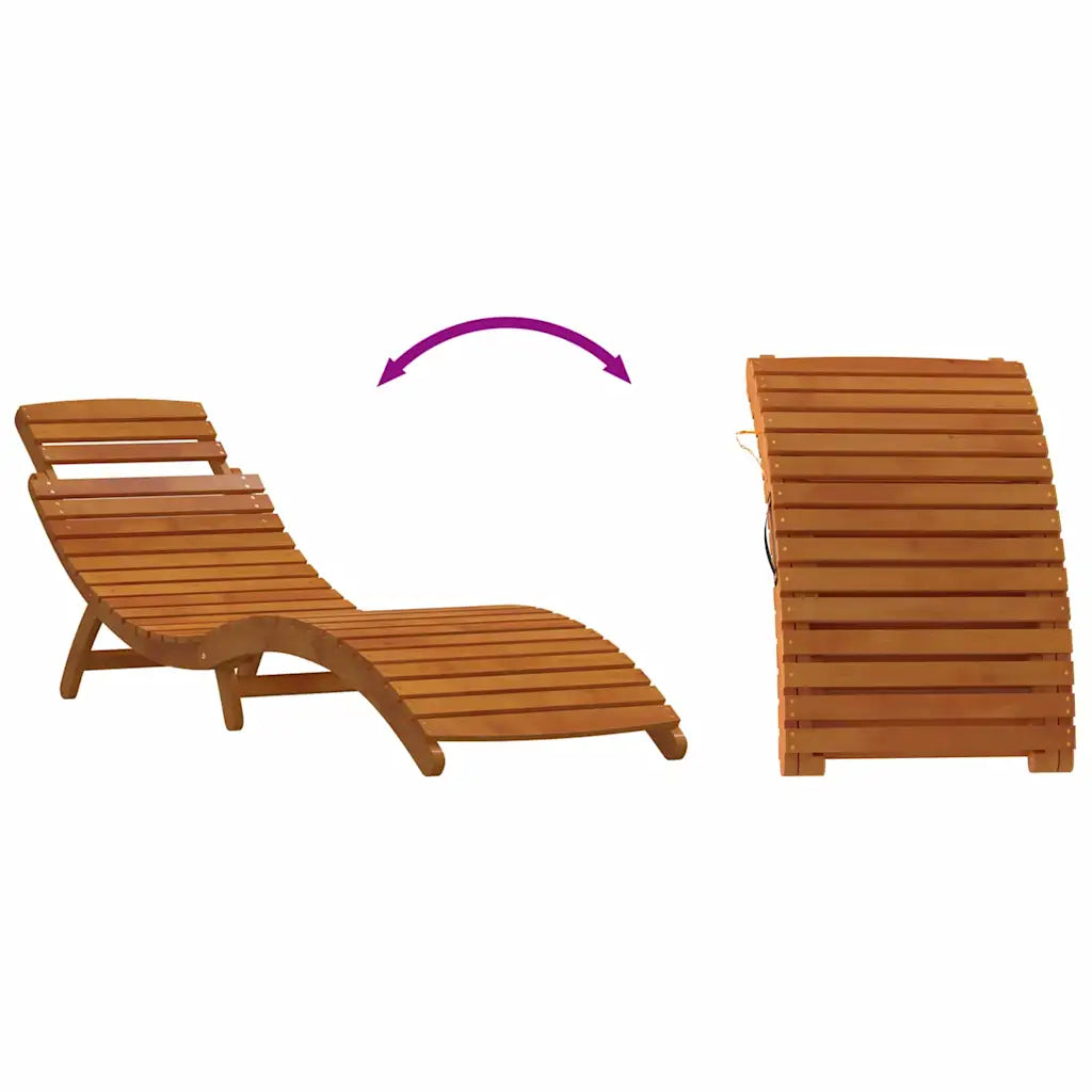 Șezlong cu pernă 2 pcs Alb crem Lemn Solid de Acacia