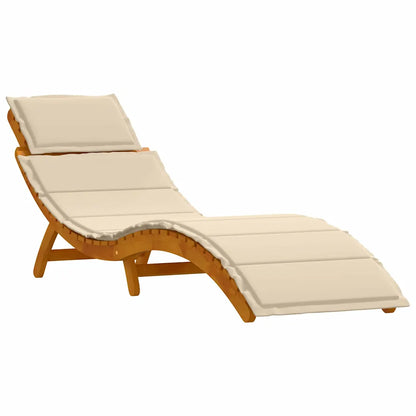 Șezlong cu pernă 2 pcs Bej Lemn Solid de Acacia