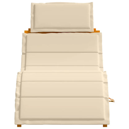 Șezlong cu pernă 2 pcs Bej Lemn Solid de Acacia