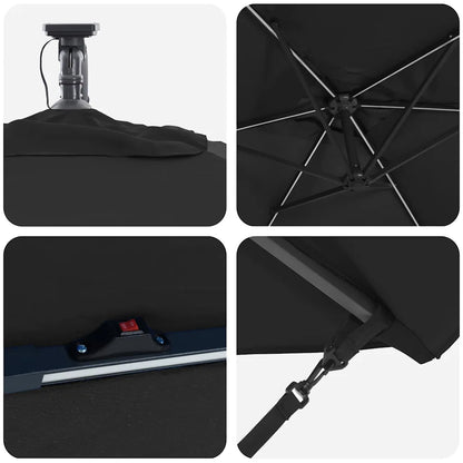Umbrelă de soare Negru 294 x 200 x 270 cm Poliester și Aluminiu