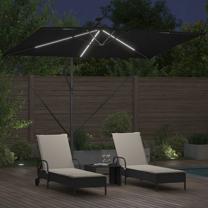 Umbrelă de soare Negru 294 x 200 x 270 cm Poliester și Aluminiu