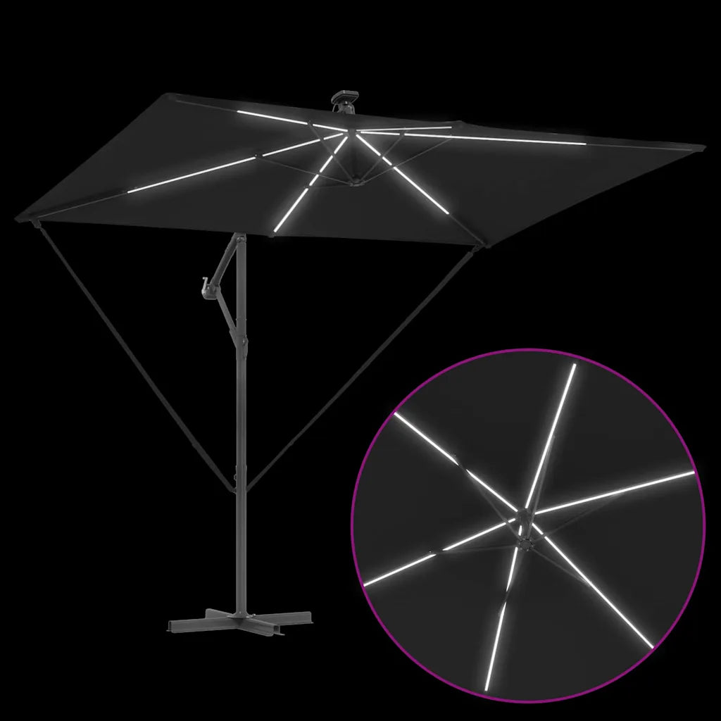 Umbrelă de soare Negru 294 x 200 x 270 cm Poliester și Aluminiu