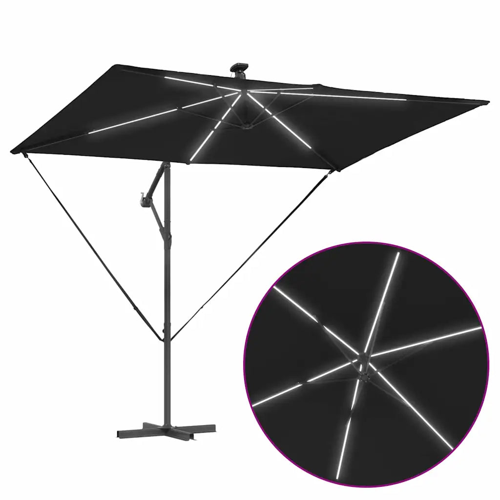 Umbrelă de soare Negru 294 x 200 x 270 cm Poliester și Aluminiu