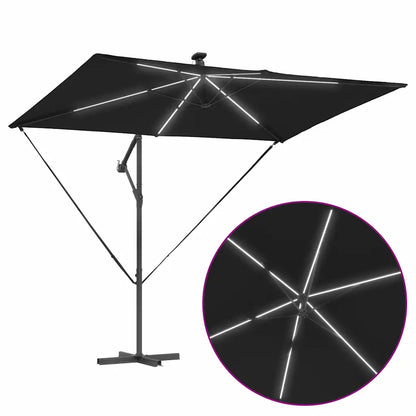 Umbrelă de soare Negru 294 x 200 x 270 cm Poliester și Aluminiu