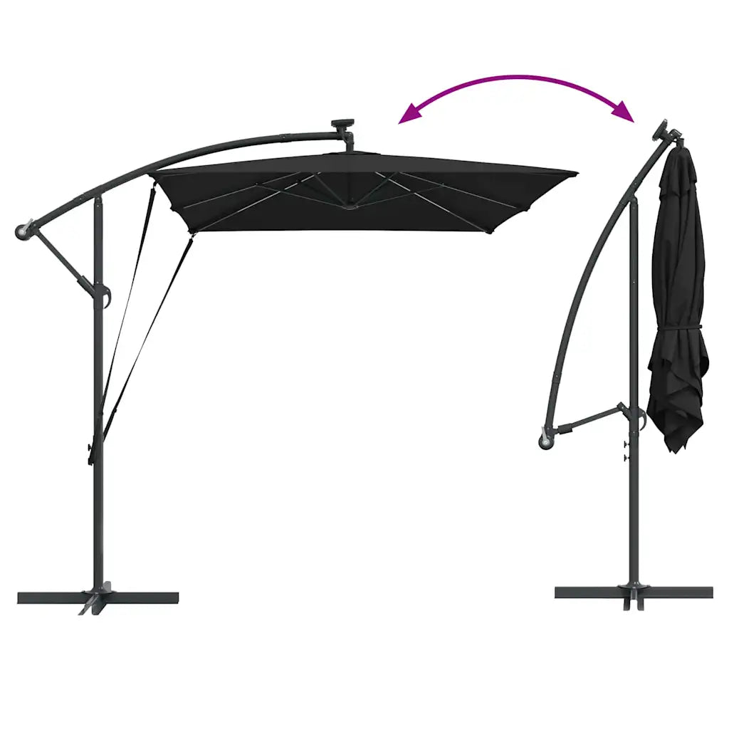 Umbrelă de soare Negru 294 x 200 x 270 cm Poliester și Aluminiu
