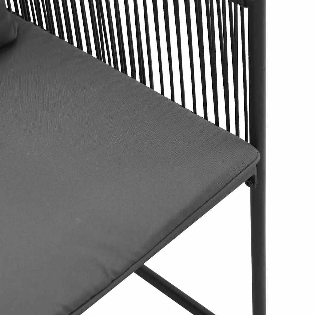 Scaun cu pernă 4 pcs Negru și antracit Ratan PE