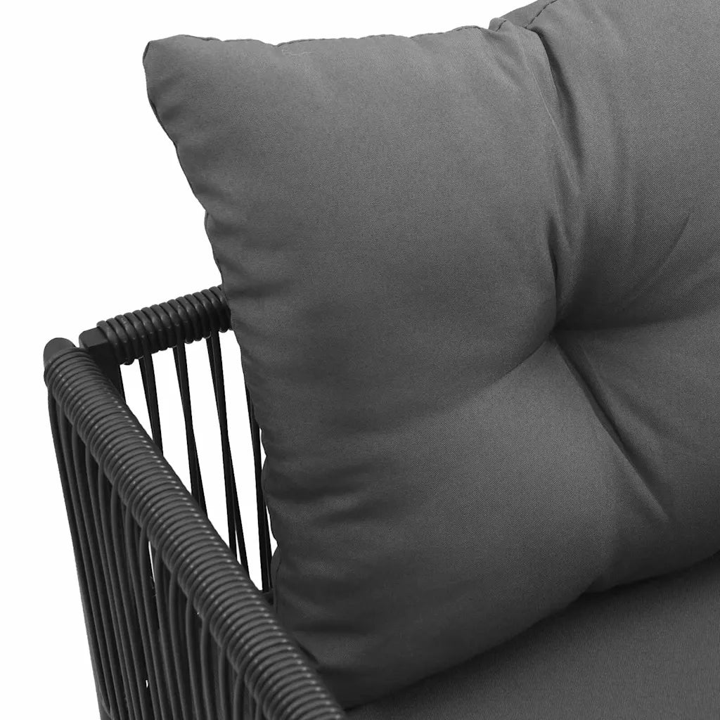 Scaun cu pernă 4 pcs Negru și antracit Ratan PE