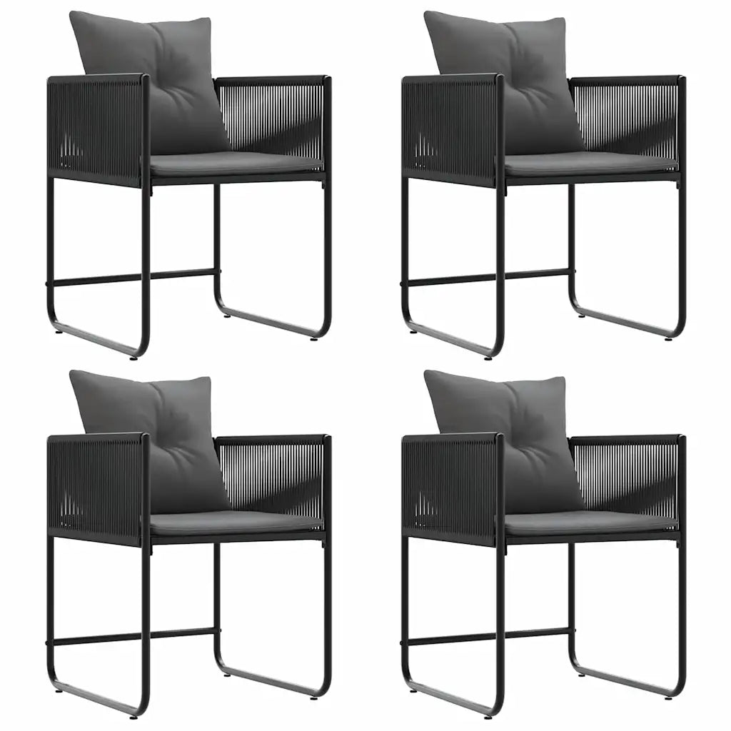 Scaun cu pernă 4 pcs Negru și antracit Ratan PE
