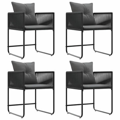 Scaun cu pernă 4 pcs Negru și antracit Ratan PE
